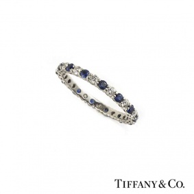 Tiffany & Co. 18k White Gold Sapphire and Diamond Eternity Ring